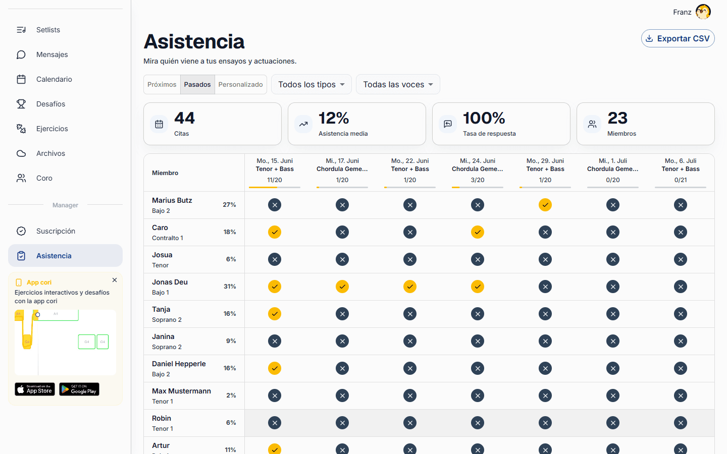 Indicar y seguir la asistencia