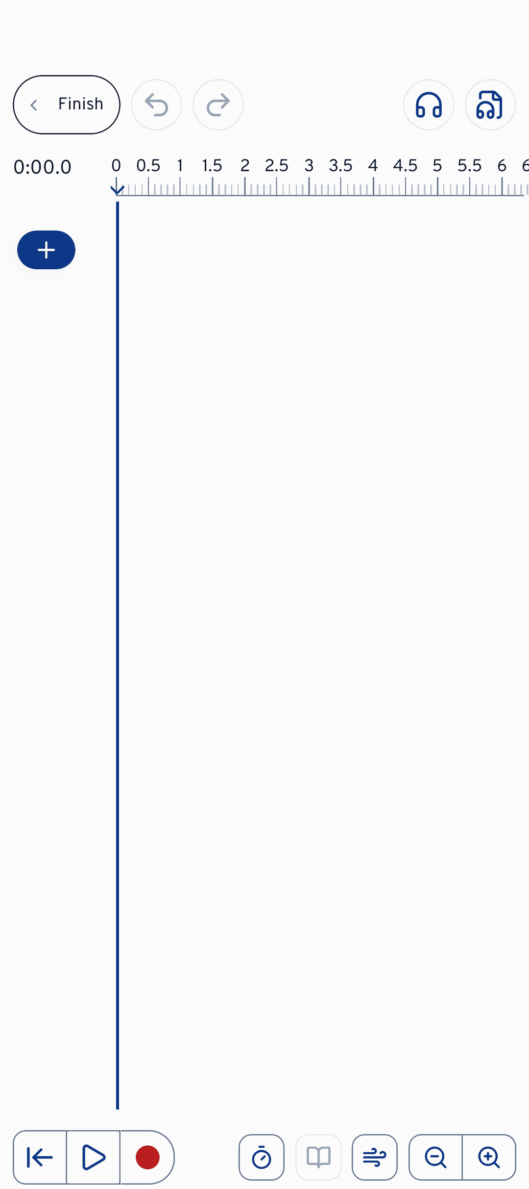 Öffne den Audio-Editor aus dem Song-Ersteller, um eine Mehrspuraufnahme zu starten.
