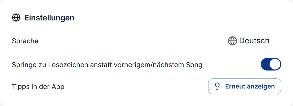 In den Einstellungen der Web-App: „Tipps in der App“ mit der Aktion „Erneut anzeigen“.