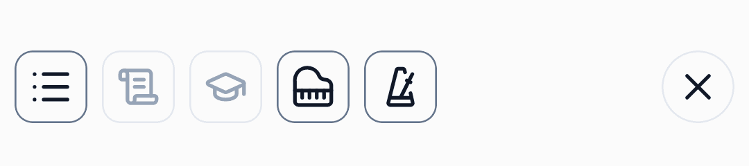 Tap the sheet to reveal the top toolbar, with the piano and metronome icons on the left.