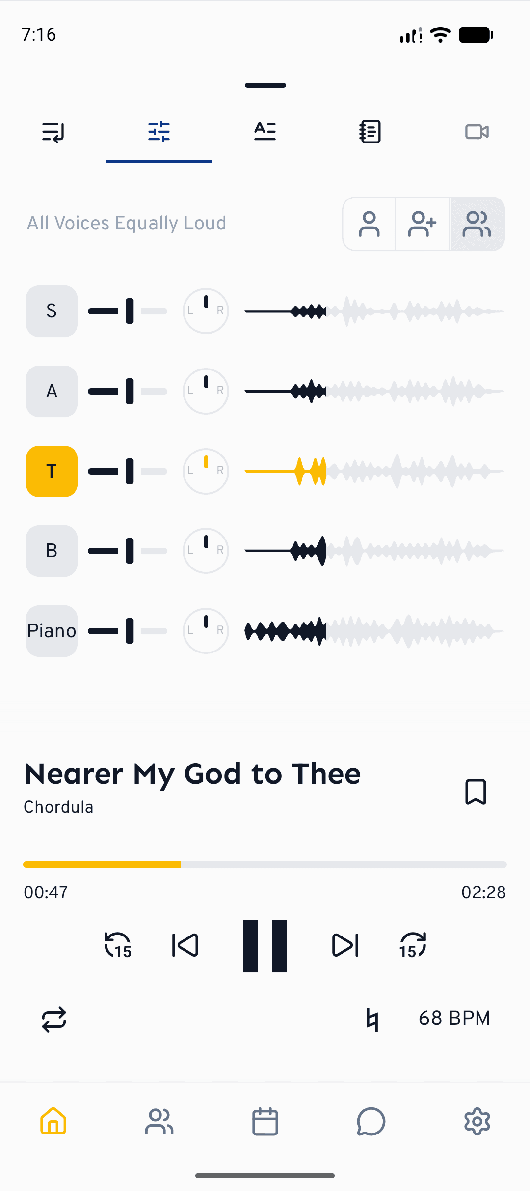 In playback mode you can balance the voices, slow the song down and sing along.